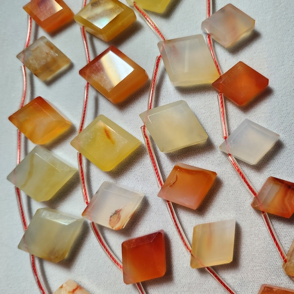 Carnelian Faceted Diamond Beads - Picture 7 of 14